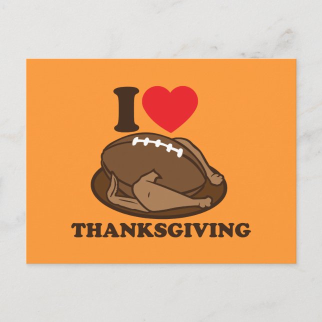 I love Thanksgiving Holiday Postcard (Front)