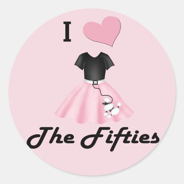 I Love the 50's Classic Round Sticker (Front)