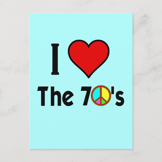 I love the 70's Peace Sign Postcard (Front)
