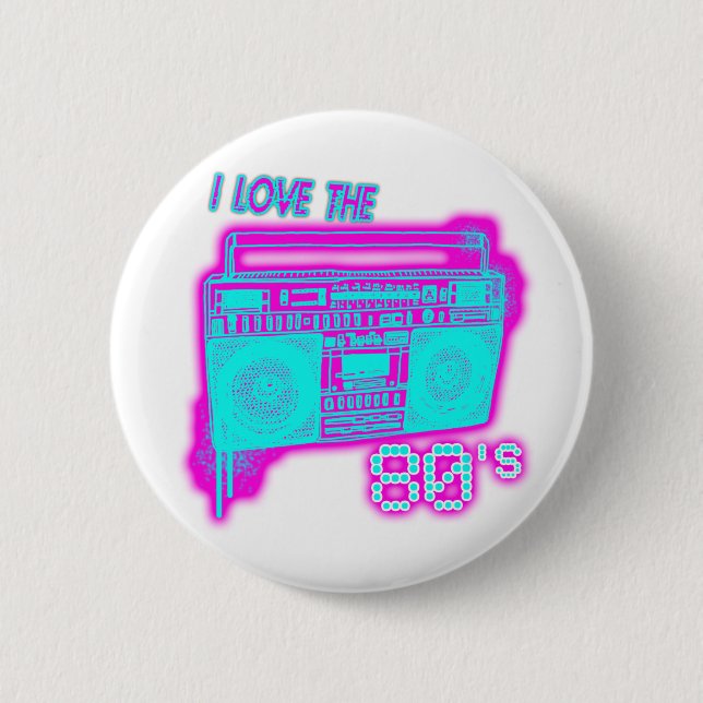 I LOVE THE 80s 6 Cm Round Badge (Front)