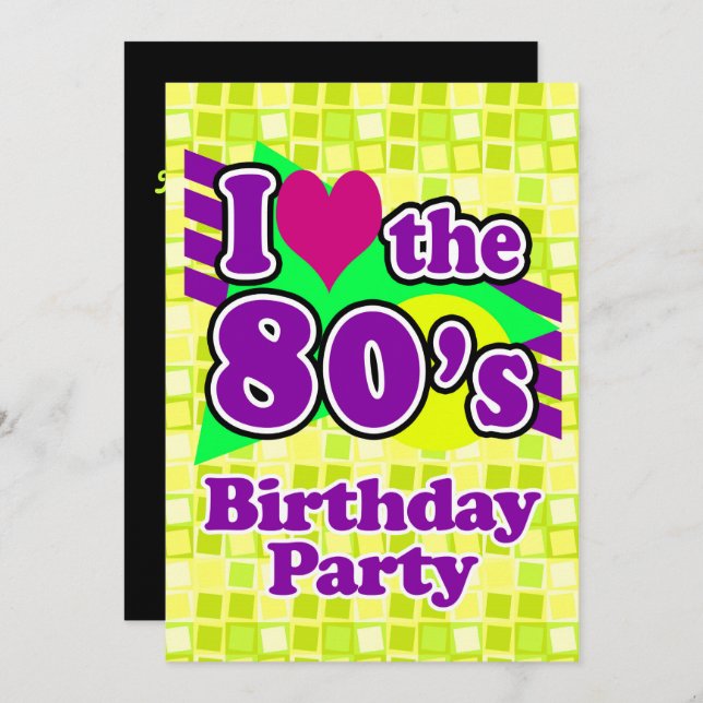 I Love the 80s Birthday Party Invitation (Front/Back)