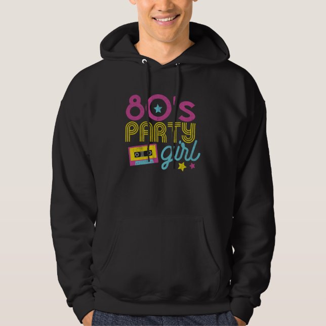 I Love The 80s  Party Girl Retro 1980s Party Cloth Hoodie (Front)