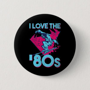 I Love The 80s, Retro Ski Vintage 80s 90s Skiing O 6 Cm Round Badge