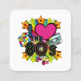 i love the 80s square business card