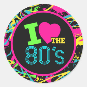 I Love the 80s Sticker, Neon 80s Party Decor Classic Round Sticker