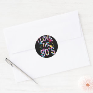I Love the 80's Vintage Retro Water-Color Eighties Classic Round Sticker