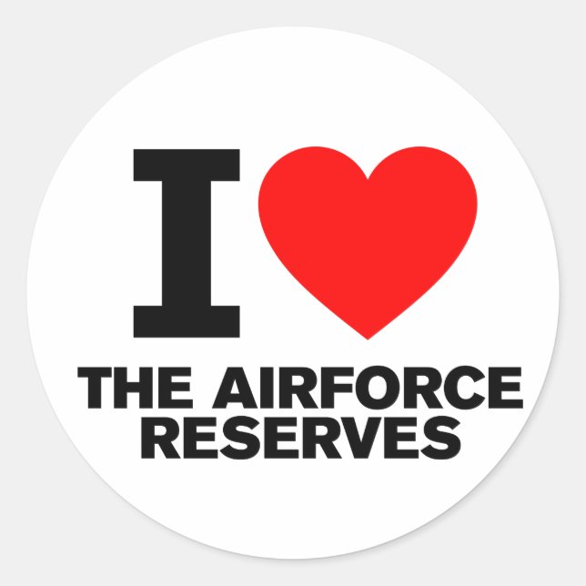 I Love the Airforce Reserves Classic Round Sticker (Front)