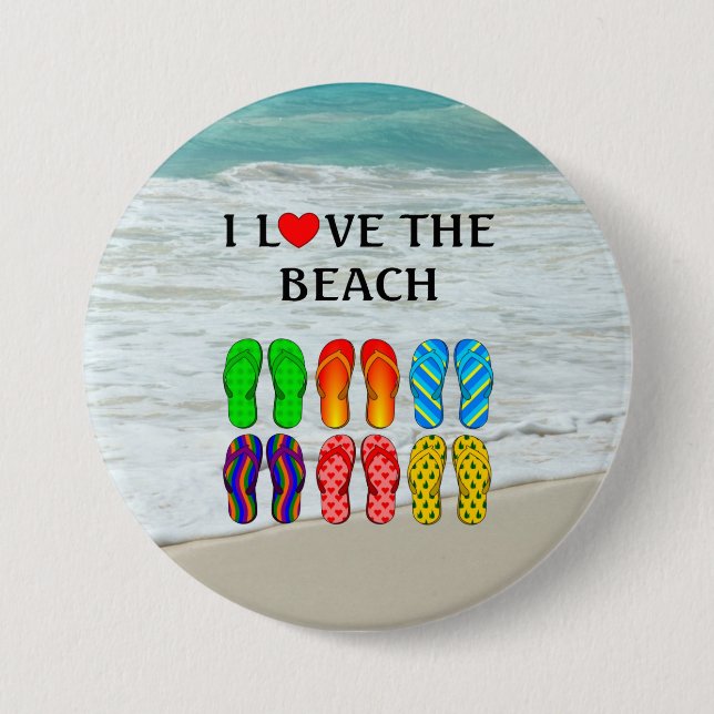 I Love the Beach 7.5 Cm Round Badge (Front)