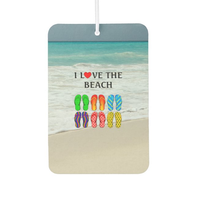 I Love the Beach,  Car Air Freshener (Front)