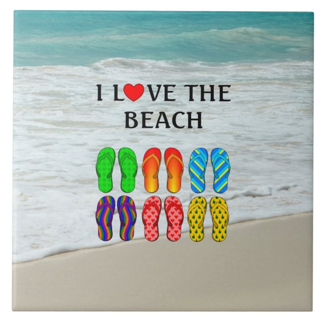 I Love the Beach Ceramic Tile (Front)