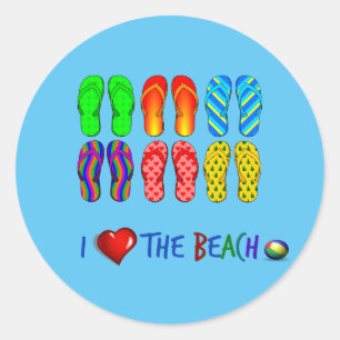 I Love the Beach Classic Round Sticker