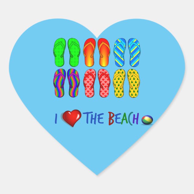 I Love the Beach Heart Sticker (Front)