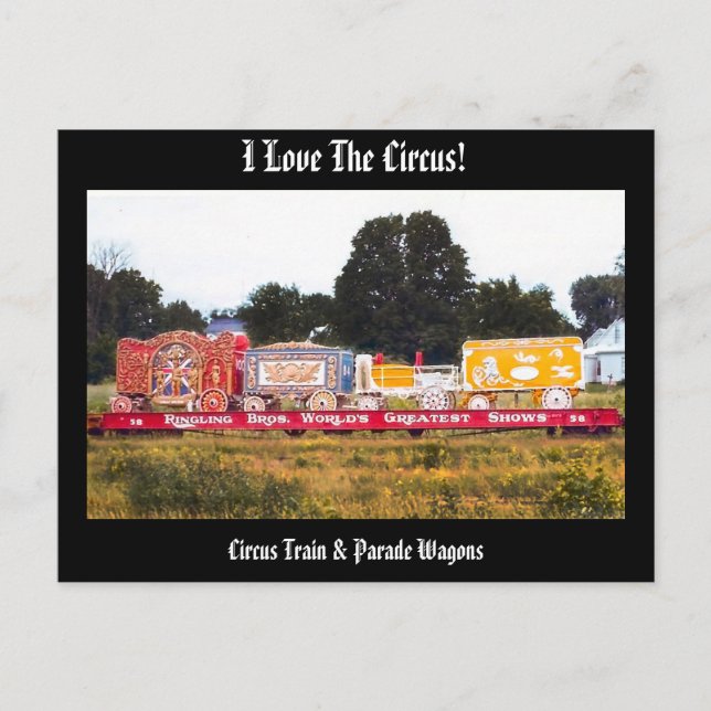 I Love The Circus! Circus Train Postcard (Front)