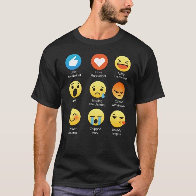 I Love the Clarinet Emoji Emoticon Funny T-Shirt (Front)
