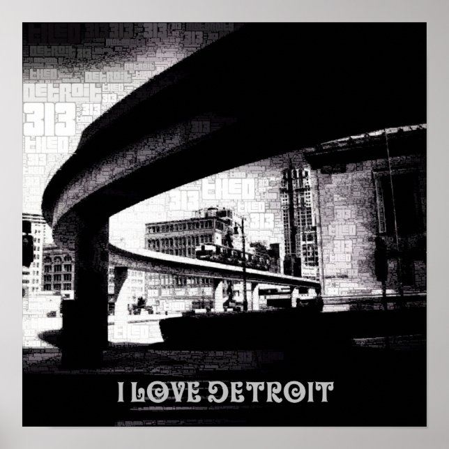 I love the D - People Mover & City Poster (Front)