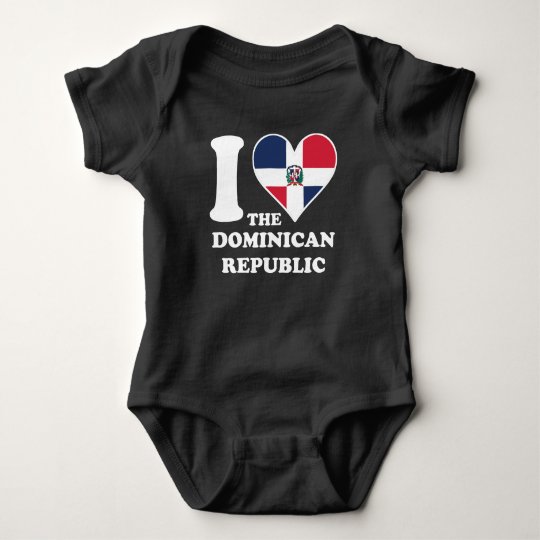 I Love the Dominican Republic Dominican Flag Heart Baby Bodysuit