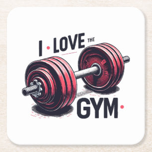 I love the gym square paper coaster