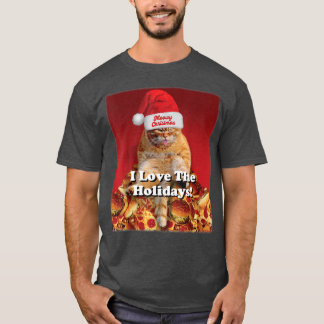 I Love The Holidays Merry Christmas Cute Cat Funny T-Shirt