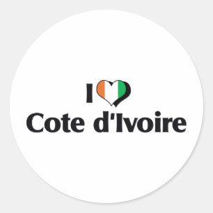 I Love The Ivory Coast Flag Classic Round Sticker
