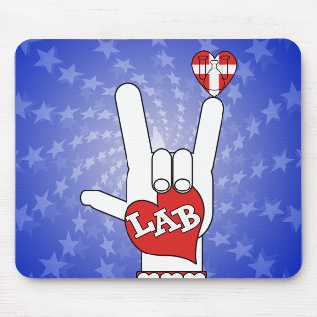 I LOVE THE LAB ASL SIGN MOUSE PAD (Front)