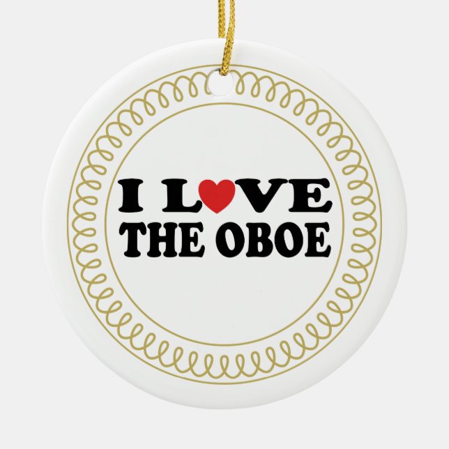 I Love The Oboe Music Christmas Ornament Gift (Front)