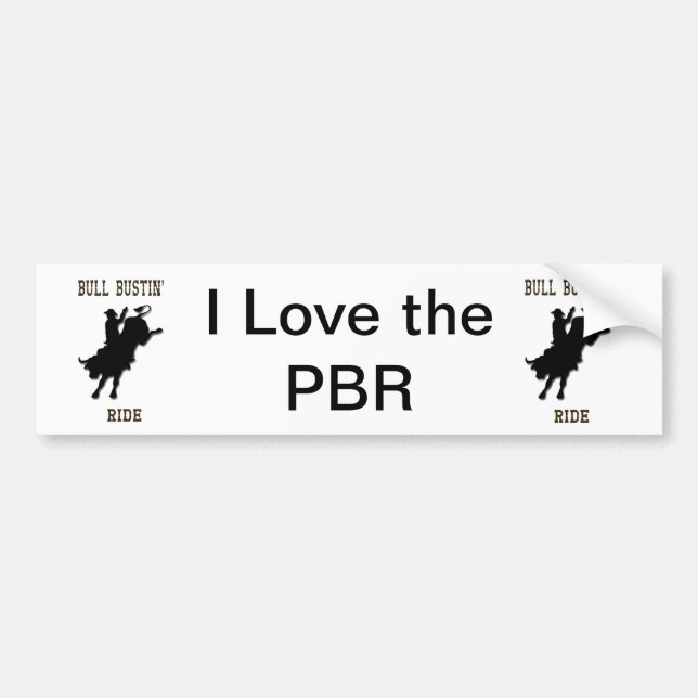 "I Love the PBR" Western Rodeo Bumper Sticker (Front)