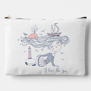 I Love the Sea Whimsical Nautical Makeup Bag