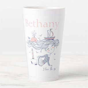 I Love the Sea Whimsical Nautical Personalised  Latte Mug