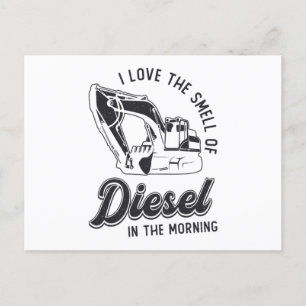 I Love The Smell Excavator Construction Worker Postcard