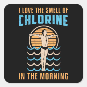 I Love The Smell Of Chlorine Swimming Swimmer Swim Square Sticker