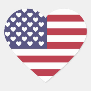 I LOVE THE UNITED STATES OF AMERICA , AMERICAN FLA HEART STICKER