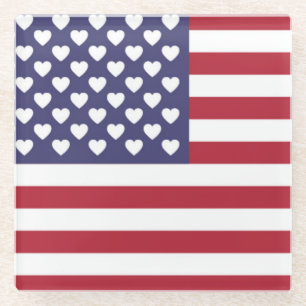 I LOVE THE UNITED STATES OF AMERICA GLASS COASTER