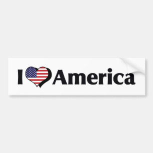 I Love The United States USA Flag Bumper Sticker