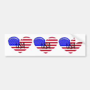 I Love the USA Heart Bumper Sticker