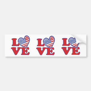I Love the USA Heart Bumper Sticker