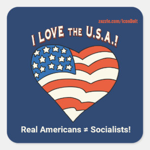 I Love The USA Personalised Square Sticker