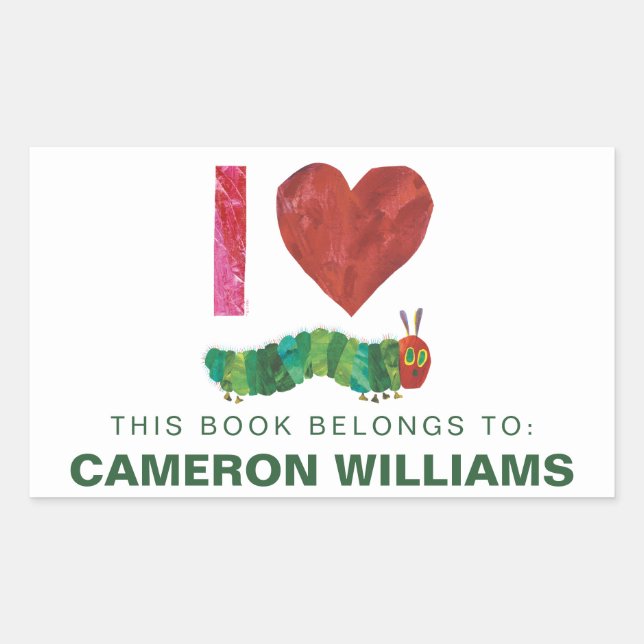 I Love The Very Hungry Caterpillar | Book Plate Rectangular Sticker (Front)