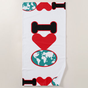 I LOVE THE WORLD BY MASANSER PIXELAT BEACH TOWEL