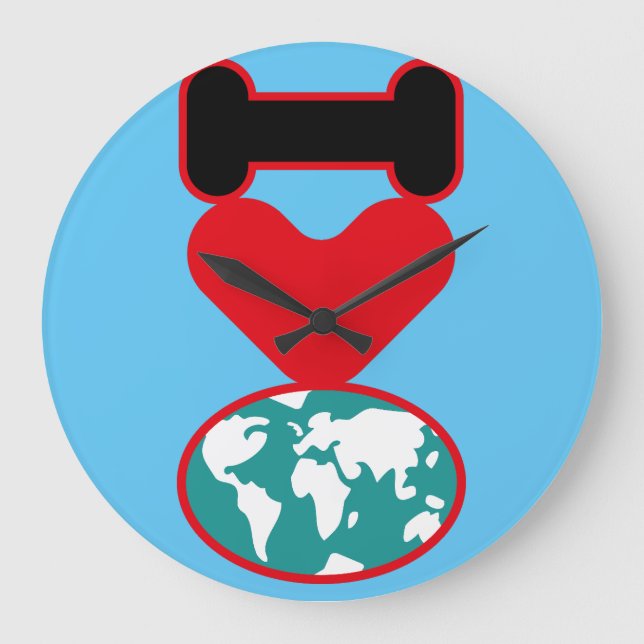 I LOVE THE WORLD BY MASANSER PIXELAT LARGE CLOCK (Front)
