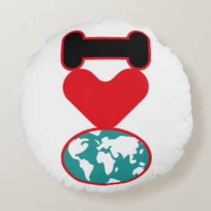 I LOVE THE WORLD BY MASANSER PIXELAT ROUND CUSHION