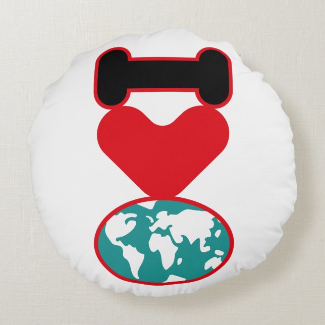 I LOVE THE WORLD BY MASANSER PIXELAT ROUND CUSHION (Back)