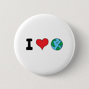 I Love the World Happy Earth Clipart Cute Earth 6 Cm Round Badge