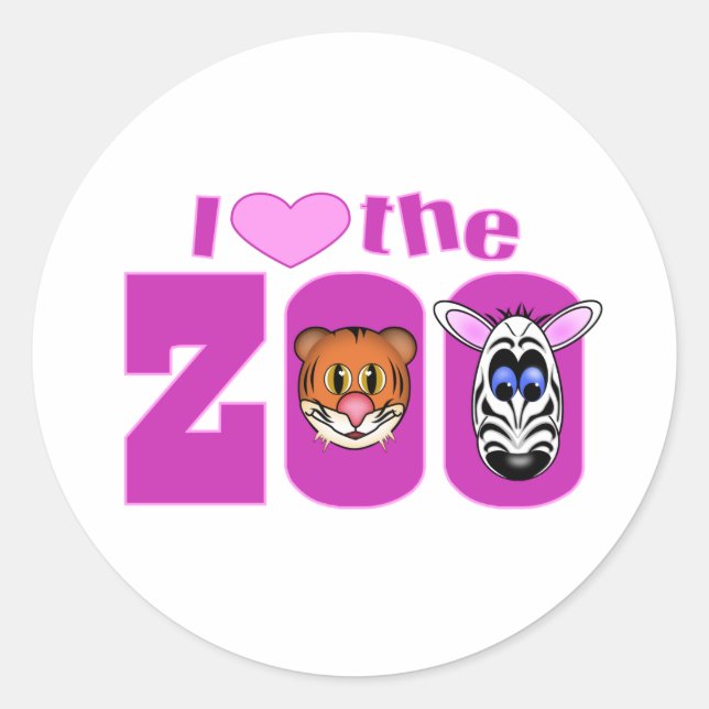 I Love the Zoo Classic Round Sticker (Front)