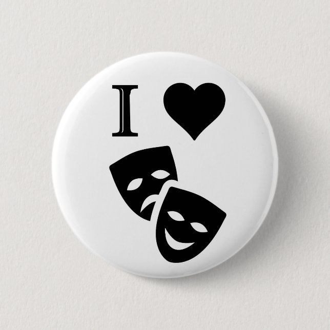I Love Theatre 6 Cm Round Badge (Front)