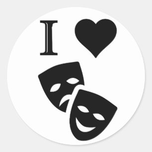 I Love Theatre Classic Round Sticker