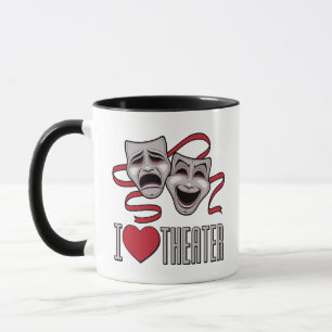 I Love Theatre Comedy And Tragedy Masks Mug