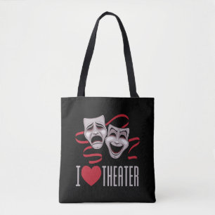 I Love Theatre Comedy And Tragedy Masks Tote Bag