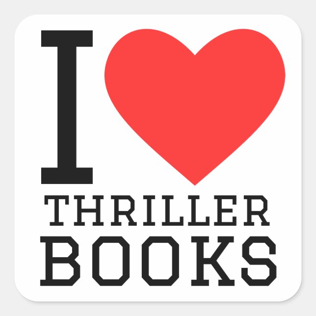 I love thriller books square sticker (Front)
