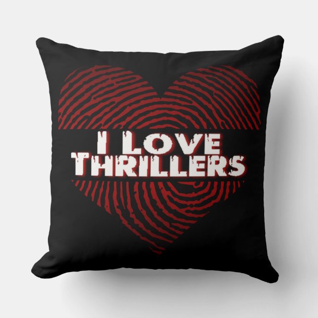I Love Thrillers Black Cushion (Front)