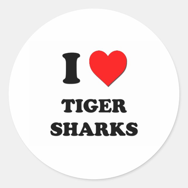I Love Tiger Sharks Classic Round Sticker (Front)